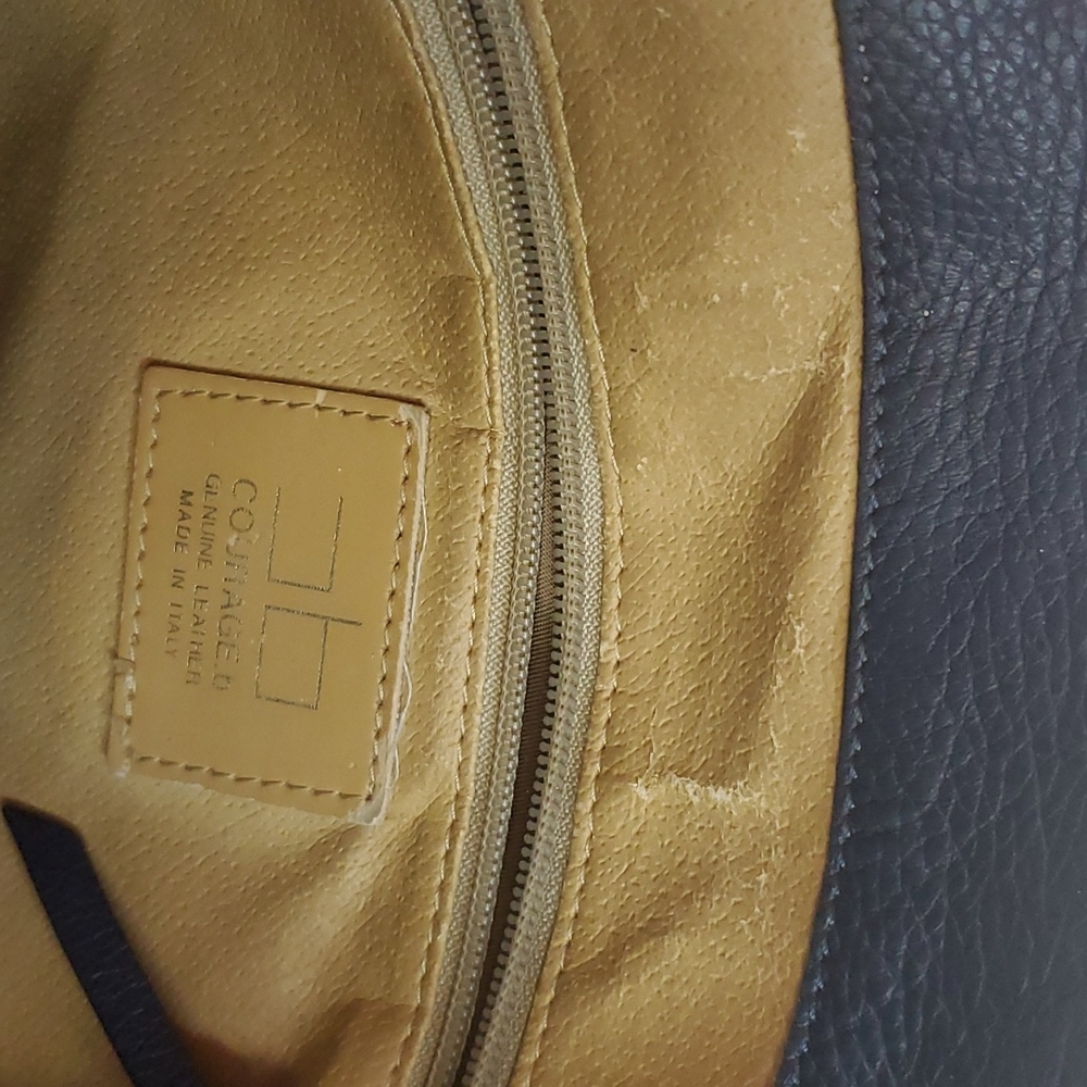 *Courage B* Beautiful Navy Blue Italian Leather Shoulder Bag With Coin Purse - Picture 10 of 12